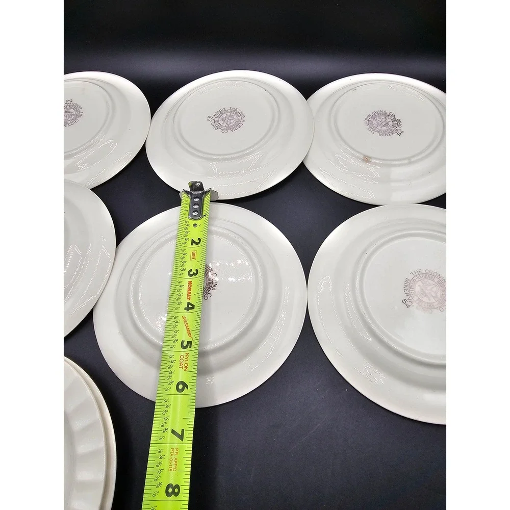 Vintage Cronin China Hibiscus Dessert Plates Set of 8 Red Yellow Floral 6.25in